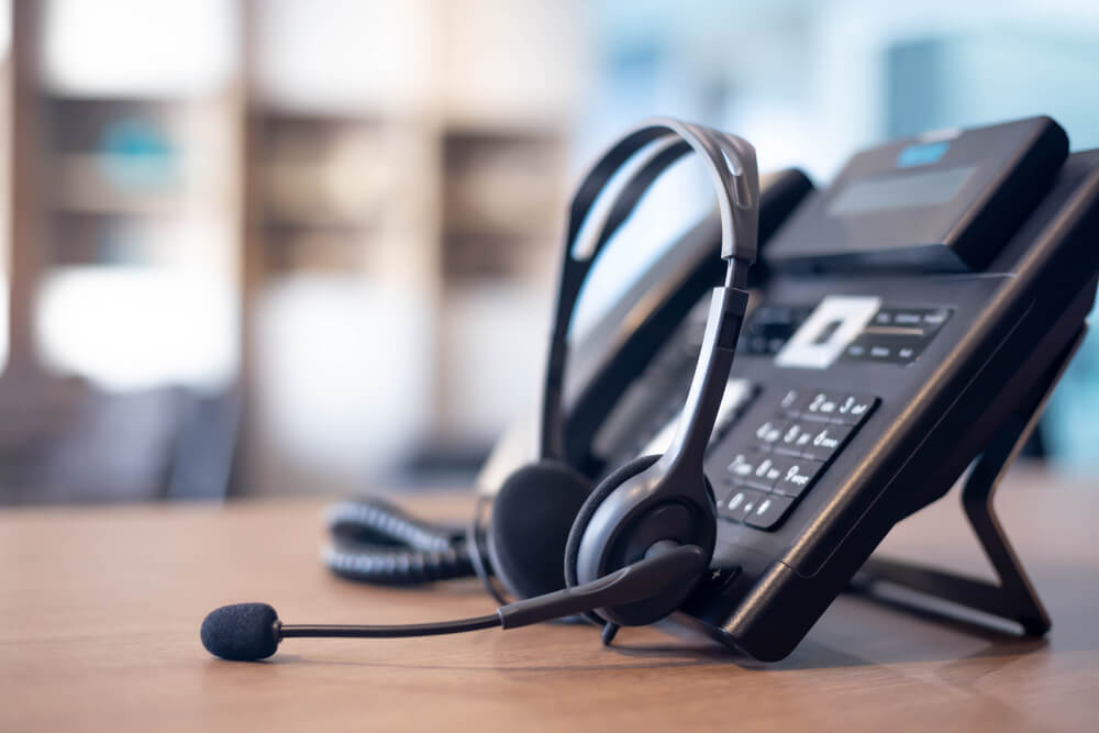 a telephone with headphones
